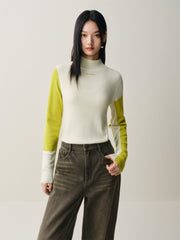 Women's Contrast Mock-Neck Knit Top