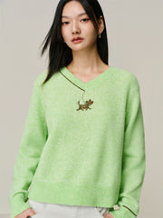 Women's Wool-Blend V-Neck Knit Sweater