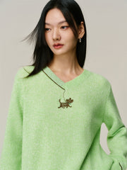 Women's Wool-Blend V-Neck Knit Sweater