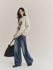 Women's Oversized Jacquard Graphic Sweater