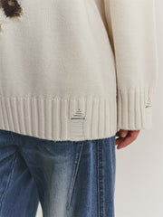 Women's Oversized Jacquard Graphic Sweater