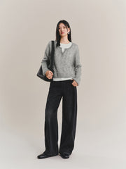 Women's Wool-Blend Color-Contrast Detachable Knit Set