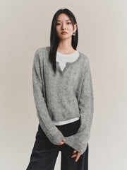 Women's Wool-Blend Color-Contrast Detachable Knit Set