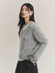 Women's Wool-Blend Color-Contrast Detachable Knit Set