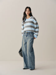 Women's Mohair-Blend Striped Drop-Shoulder Knit Sweater