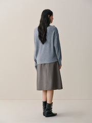 Women's Asymmetric Bare-Shoulder Wool Sweater