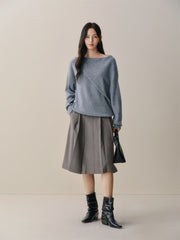 Women's Asymmetric Bare-Shoulder Wool Sweater