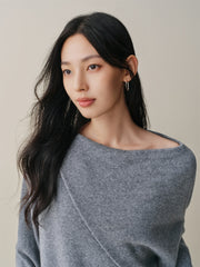 Women's Asymmetric Bare-Shoulder Wool Sweater