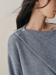 Women's Asymmetric Bare-Shoulder Wool Sweater