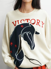 Women's Oversized Embroidered Jacquard Sweater