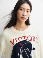 Women's Oversized Embroidered Jacquard Sweater
