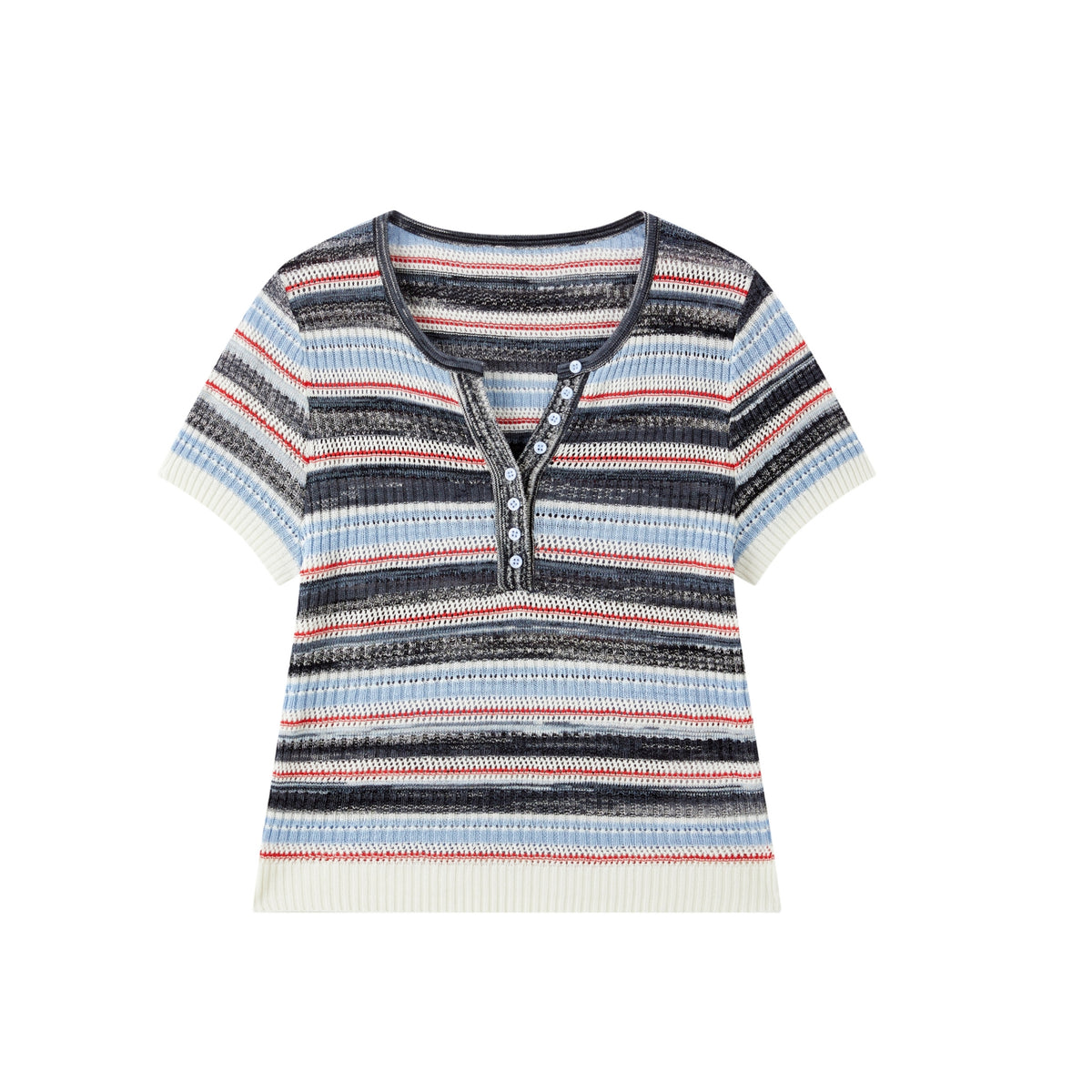 Women's Blend Striped Short Sleeve Knit Top