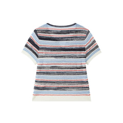 Women's Blend Striped Short Sleeve Knit Top