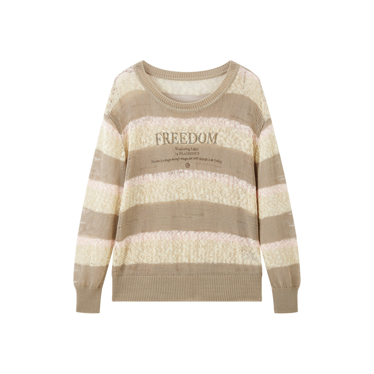 Women's striped color-block long-sleeve knit sweater