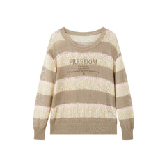 Women's striped color-block long-sleeve knit sweater