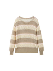 Women's striped color-block long-sleeve knit sweater