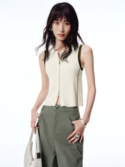 Women's Cooling Zip Tank Top with Contrast Trim
