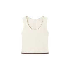 Women's Casual Contrast U-Neck Wide-Strap Knit Tank Top