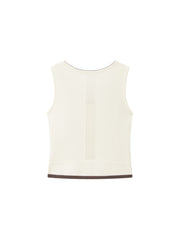 Women's Casual Contrast U-Neck Wide-Strap Knit Tank Top