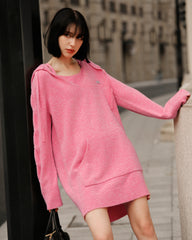 Women's Jacquard Texture Hooded Knit Dress