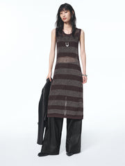 Women's Sleeveless Fitted Striped Knit Dress