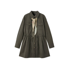 Women's Utility-Style Long-Sleeve Shirt Dress