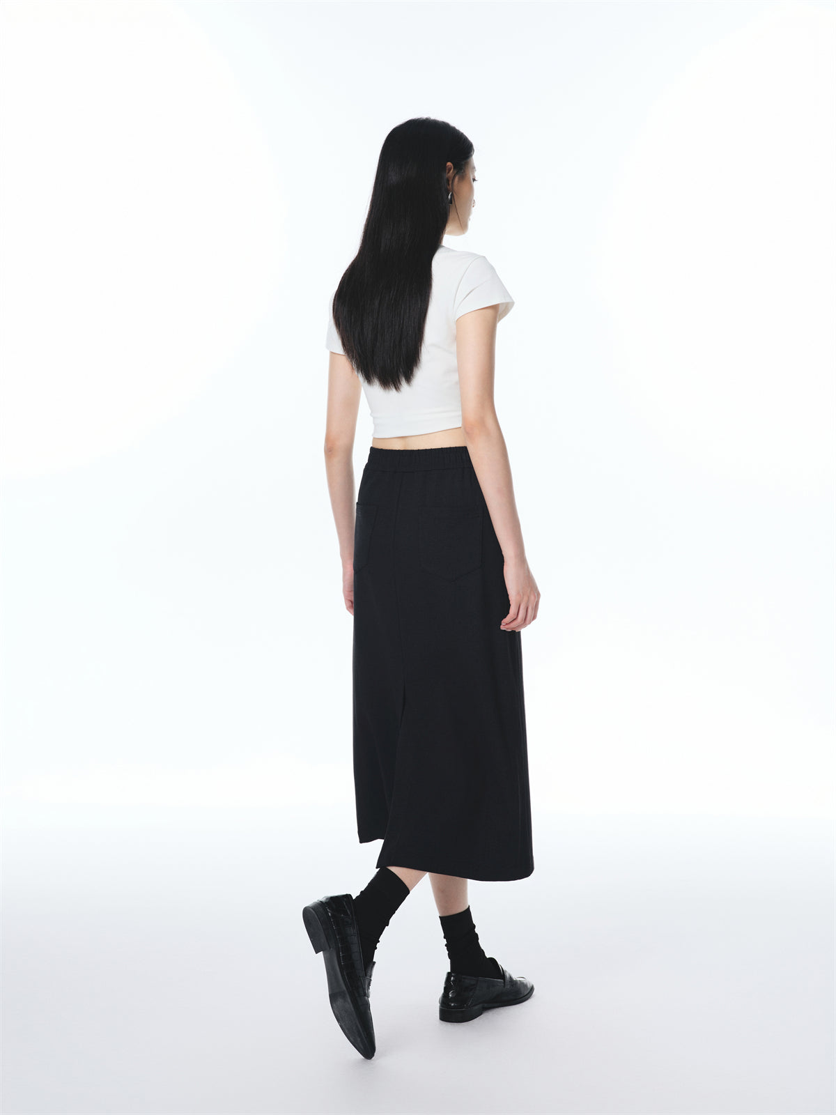 Women's High-Waisted Straight-Cut Midi Skirt