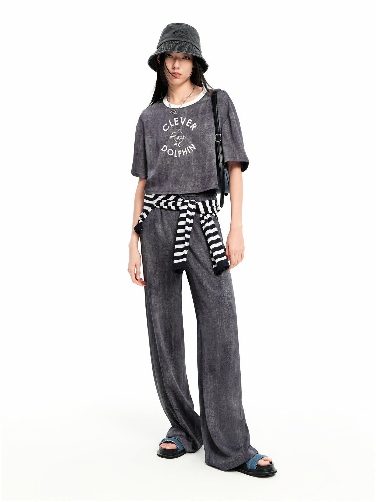 Women's Printed Textured Straight-Leg Pants