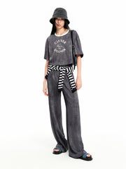 Women's Printed Textured Straight-Leg Pants