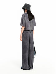 Women's Printed Textured Straight-Leg Pants