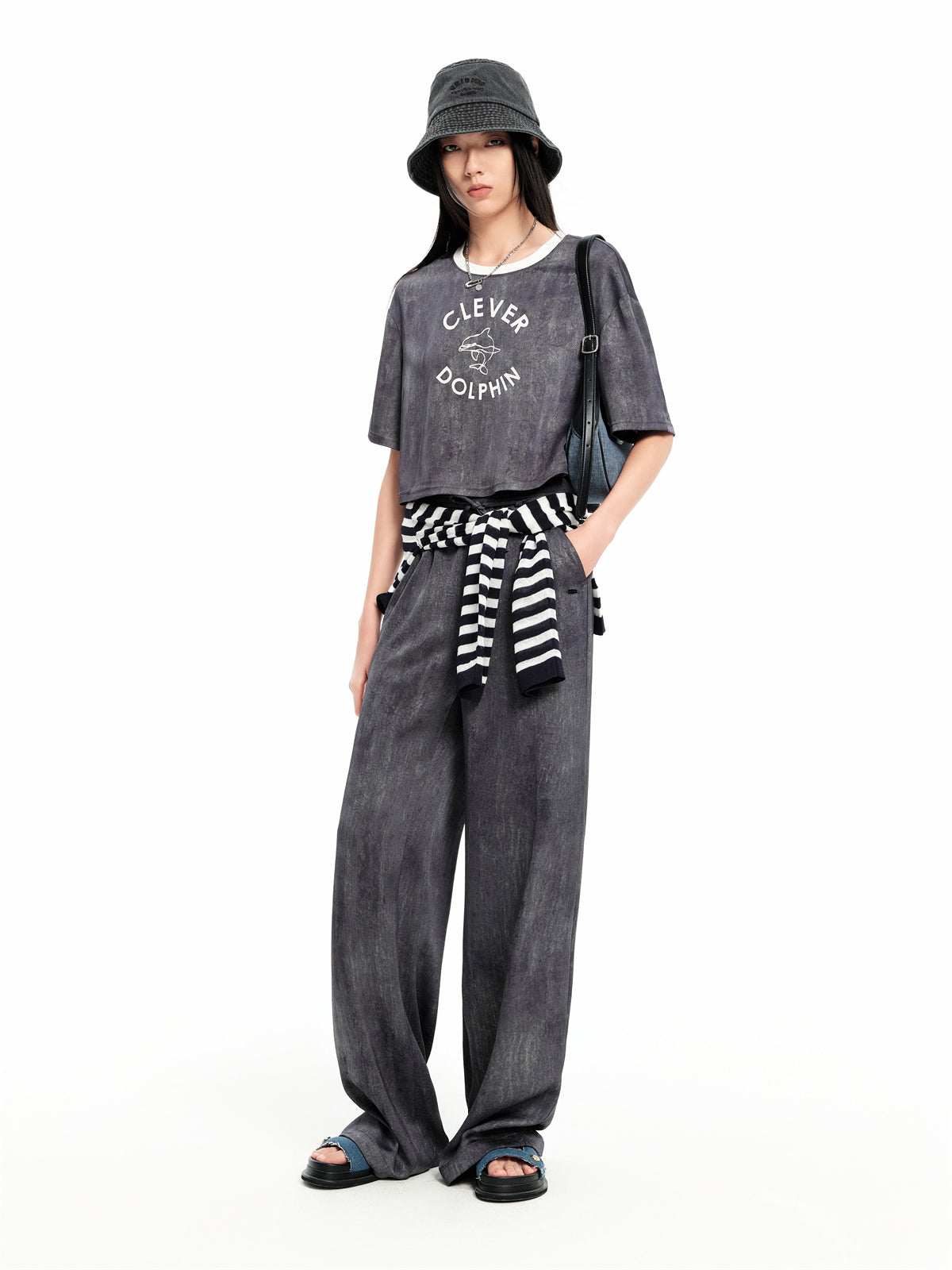 Women's Printed Textured Straight-Leg Pants