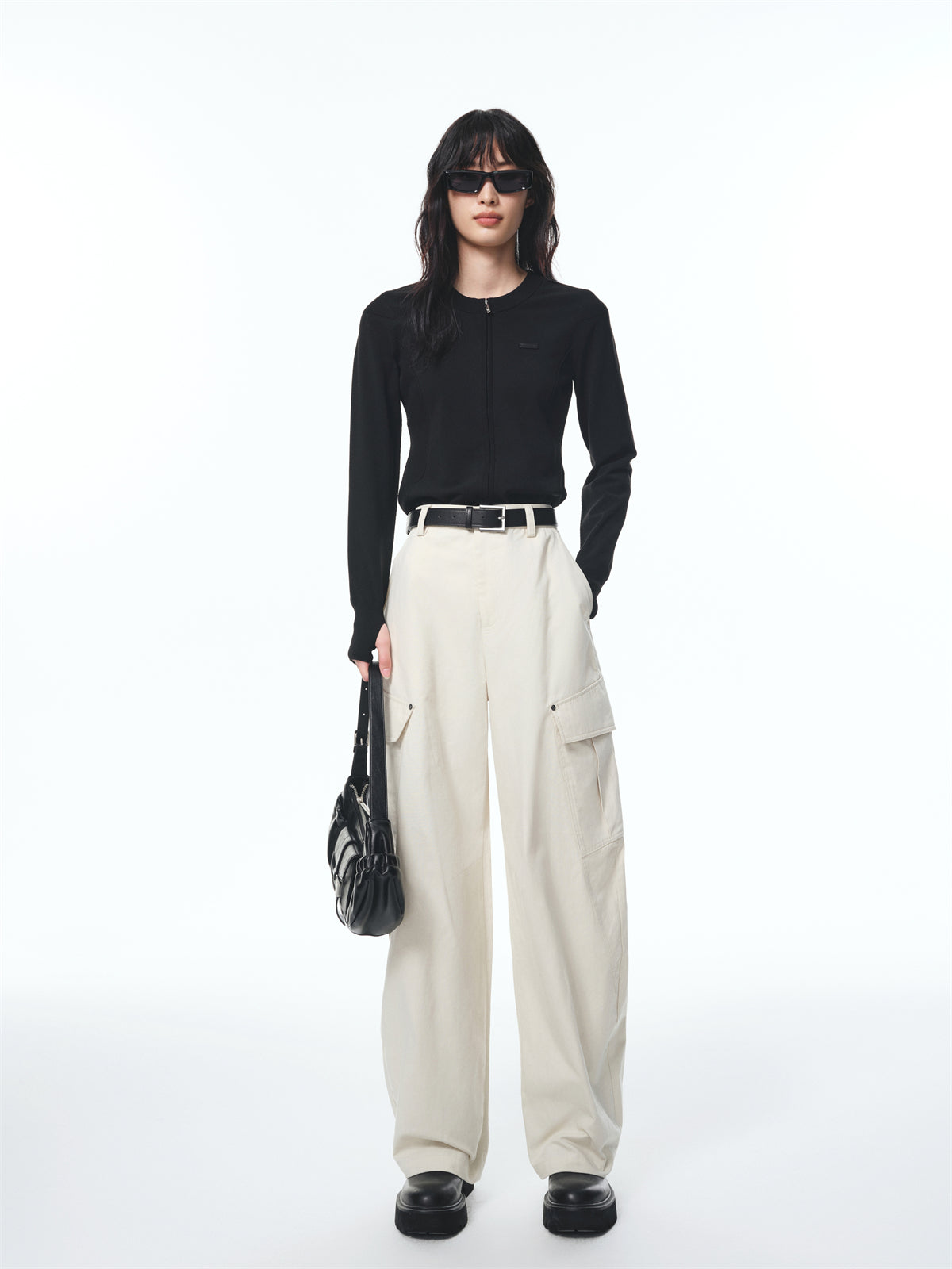 Women's High-Waisted Barrel-Leg Utility Pants