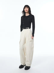 Women's High-Waisted Barrel-Leg Utility Pants