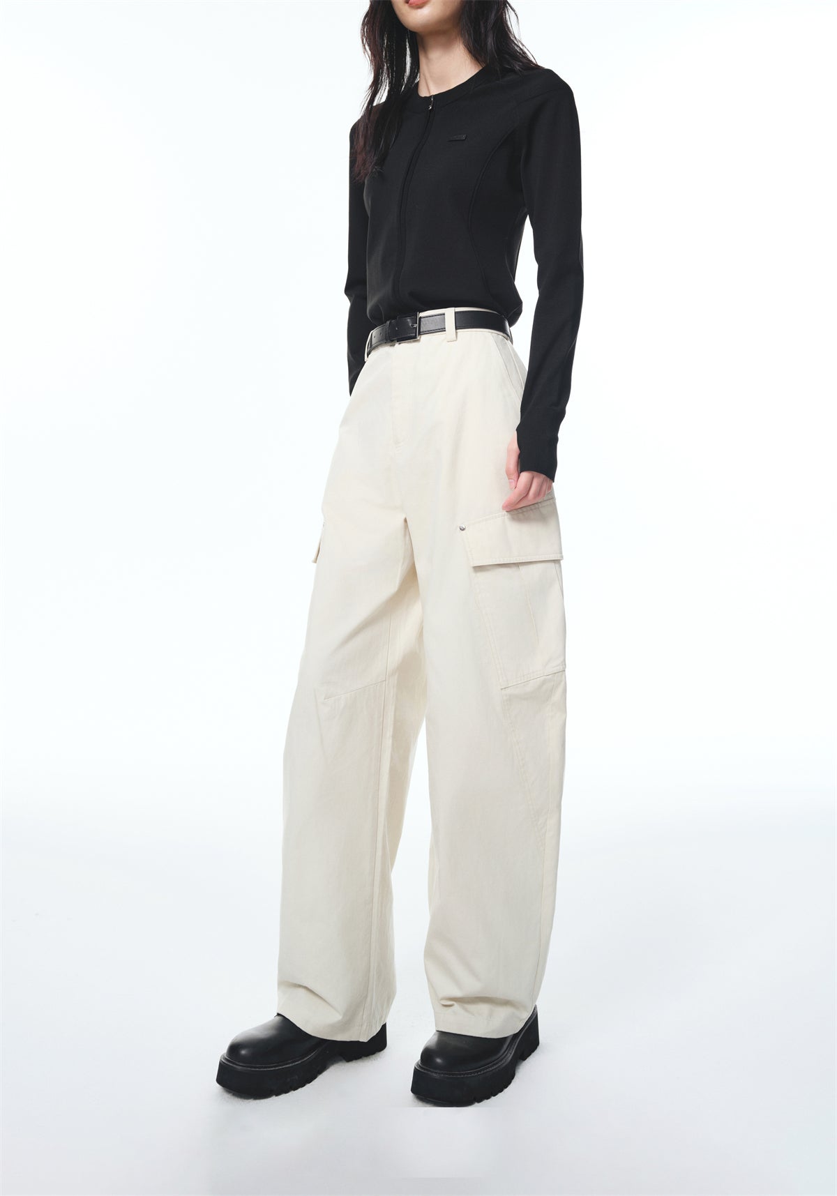 Women's High-Waisted Barrel-Leg Utility Pants