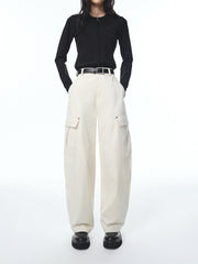 Women's High-Waisted Barrel-Leg Utility Pants