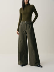 Women's Wide-Leg Pants with Detachable Belt