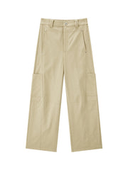 Women's Utility-Style Detachable Plaid Chestnut Curved-Leg Pants
