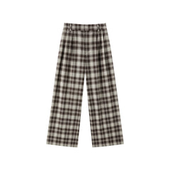 Women's Casual Plaid Wide-Leg Elastic-Waist Pants