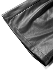 Women's High-Waist Fleece-Lined PU Shorts