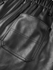 Women's High-Waist Fleece-Lined PU Shorts