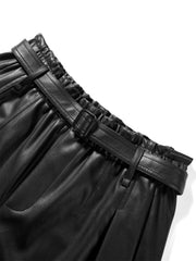 Women's High-Waist Fleece-Lined PU Shorts