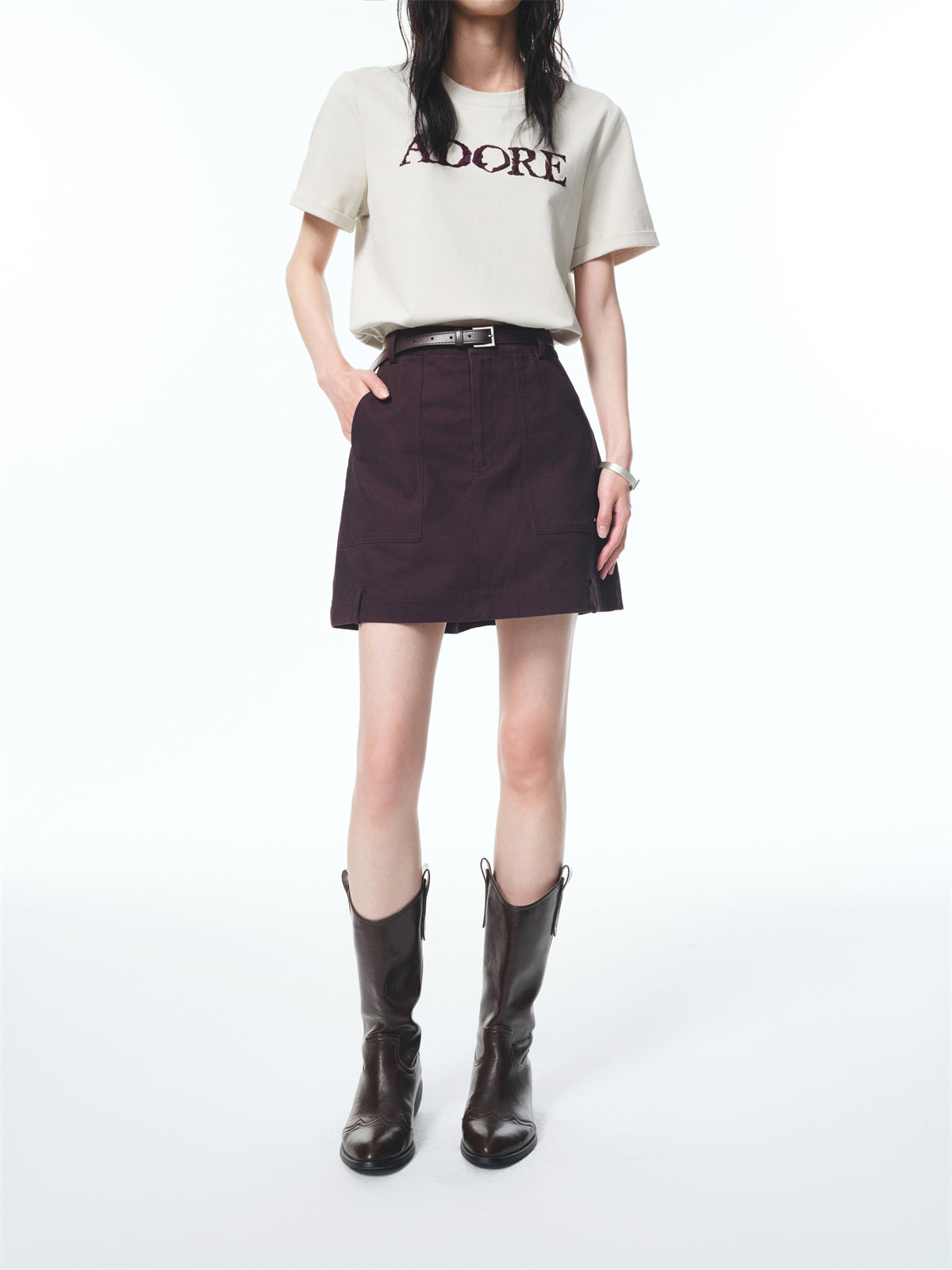 Women's High-Waisted A-Line Denim Skirt