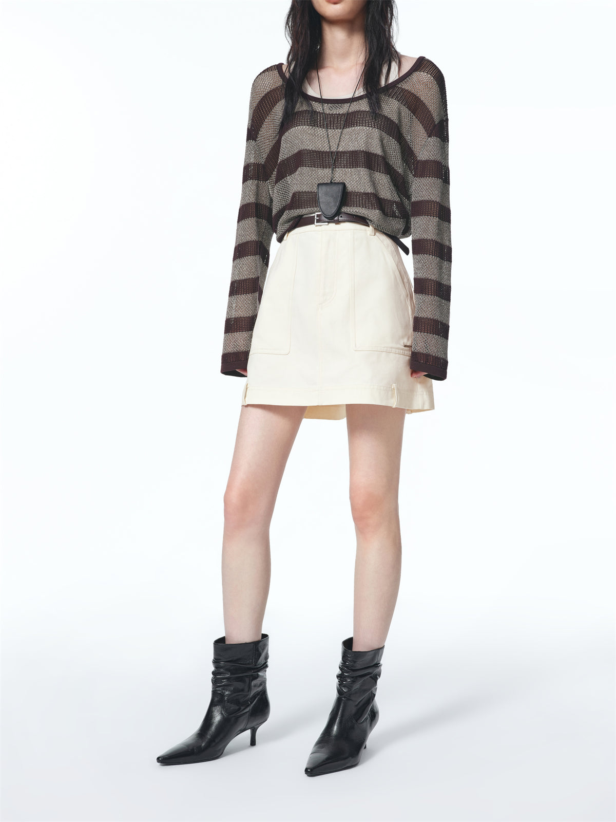 Women's High-Waisted A-Line Denim Skirt