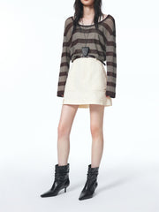 Women's High-Waisted A-Line Denim Skirt