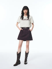 Women's High-Waisted A-Line Denim Skirt