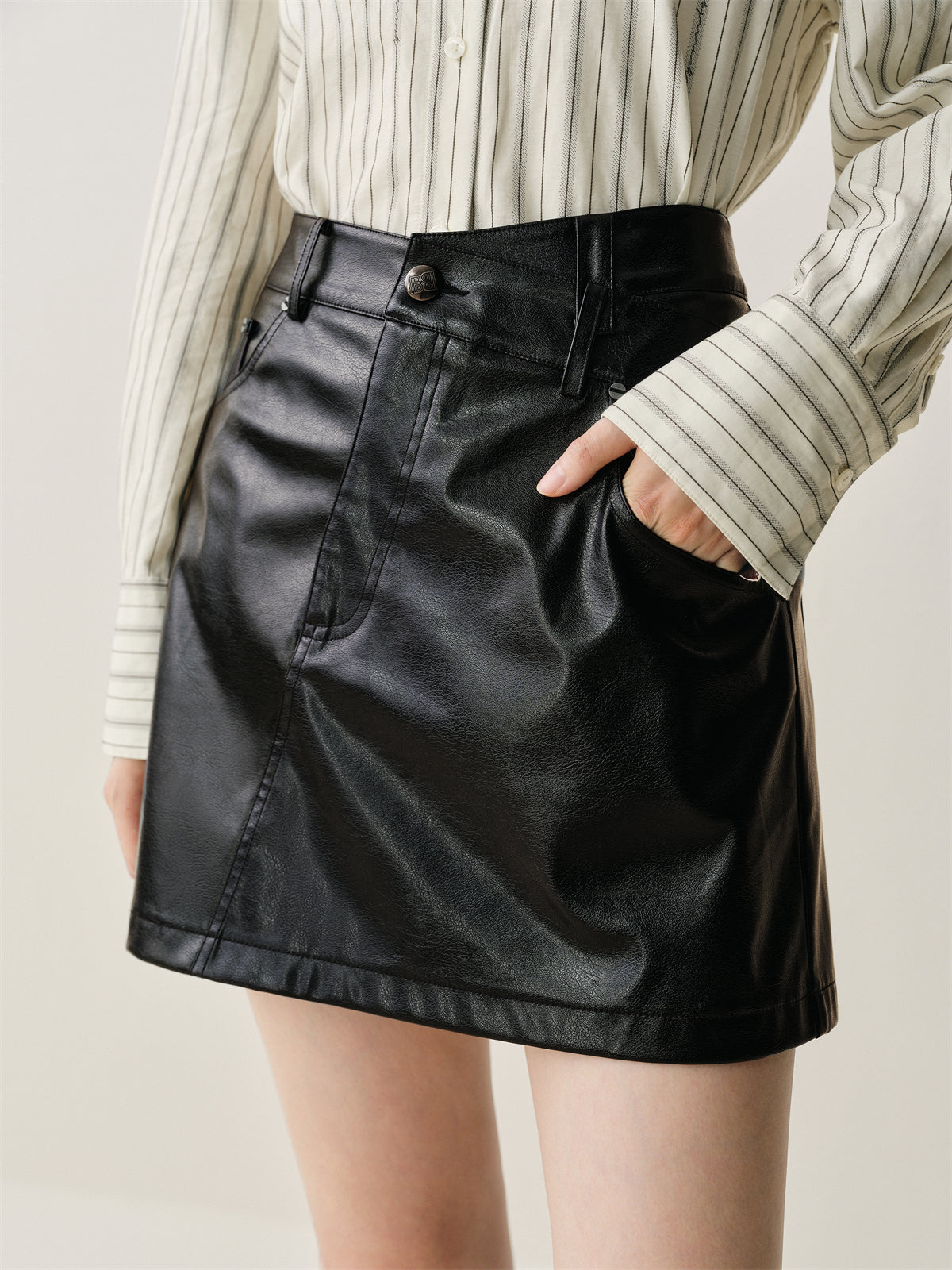 Women's Asymmetric Brushed PU Mini Skirt