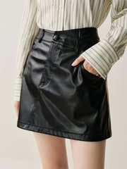Women's Asymmetric Brushed PU Mini Skirt