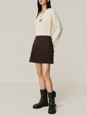 Women's Faux Suede A-Line Mini Skirt