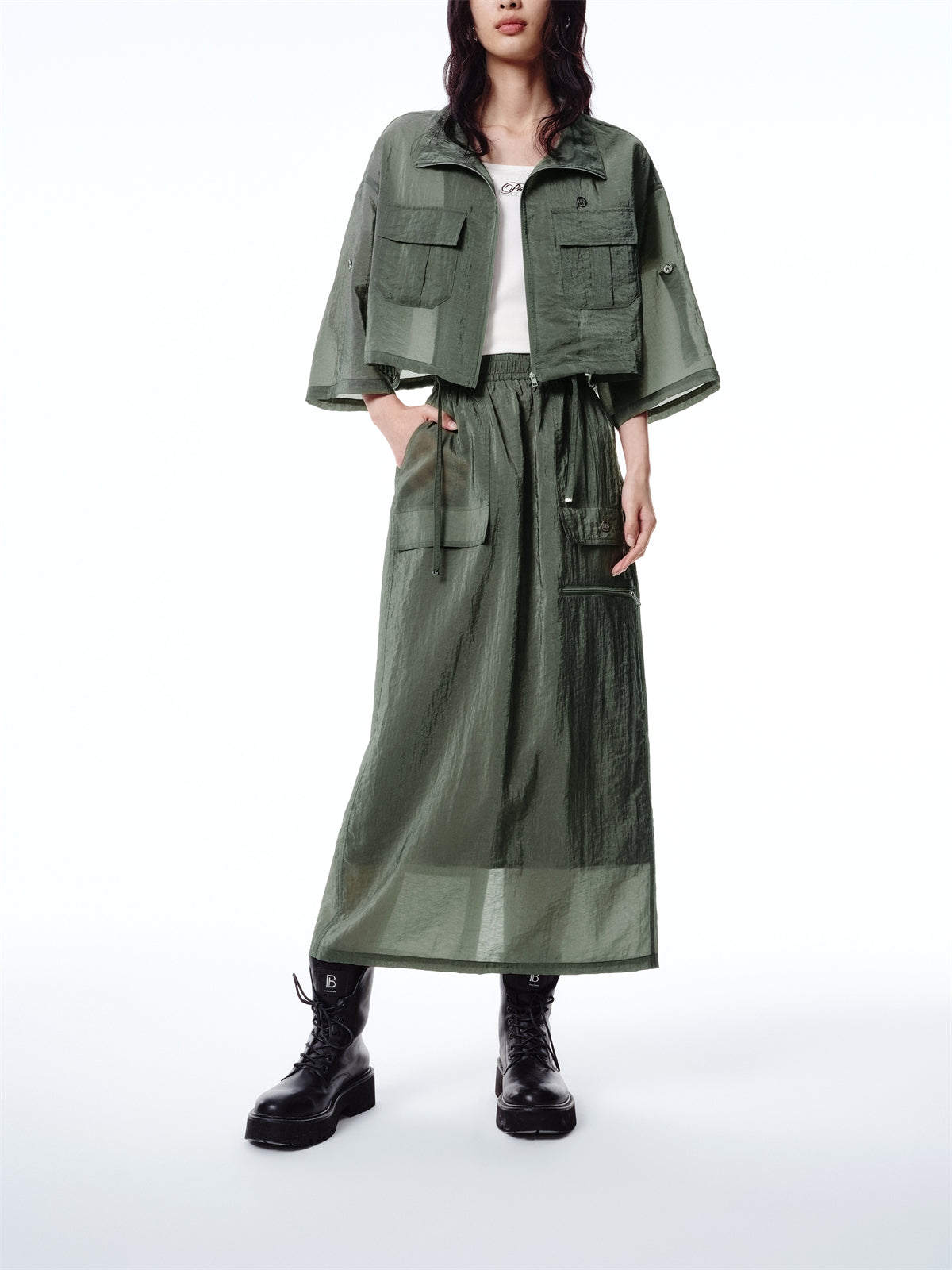 Women's High-Waisted Acetate Utility Skirt
