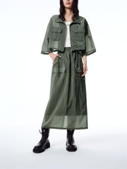 Women's High-Waisted Acetate Utility Skirt